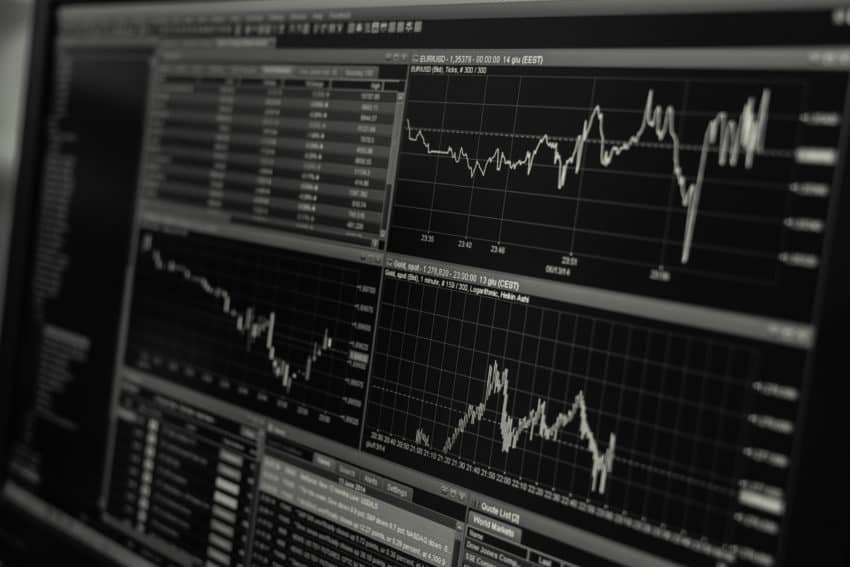 Stock trading monitor (black and white)